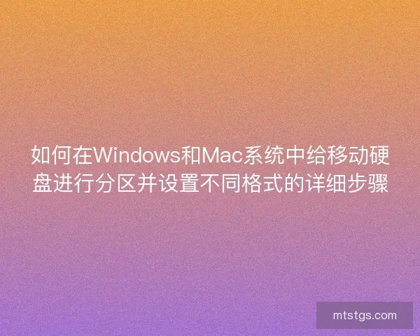 如何在Windows和Mac系统中给移动硬盘进行分区并设置不同格式的详细步骤