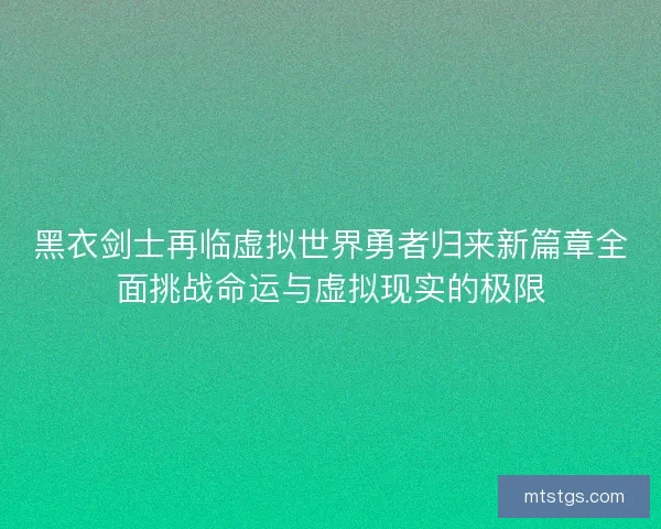黑衣剑士再临虚拟世界勇者归来新篇章全面挑战命运与虚拟现实的极限